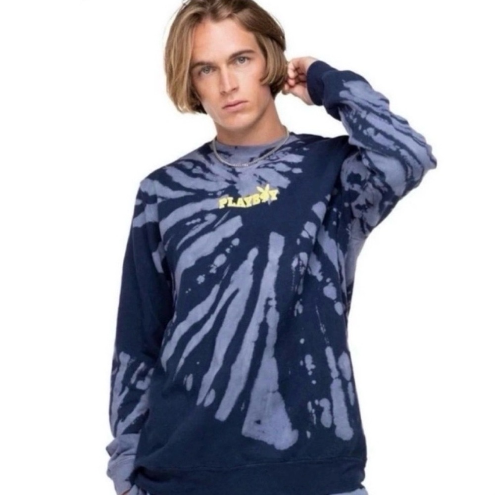 Playboy NWT Oversized Blue Tie Dye Au Naturel Sweatshirt - Unisex - NWT - XL